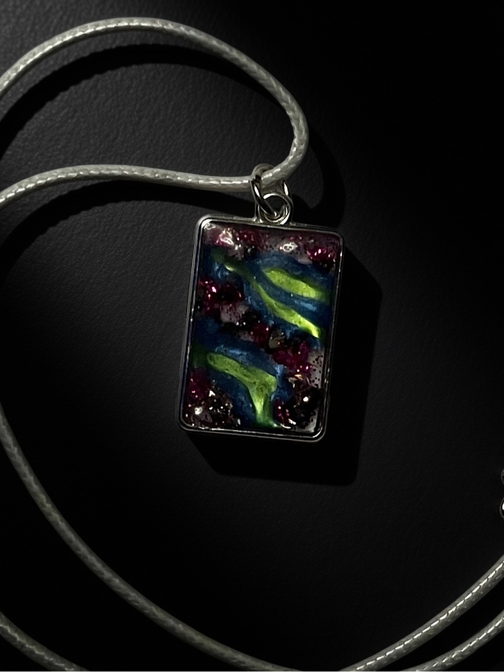Electric Garden Necklace on leather cord